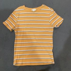 Cropped ultra flirt top, size small, orange with white and black stripes.